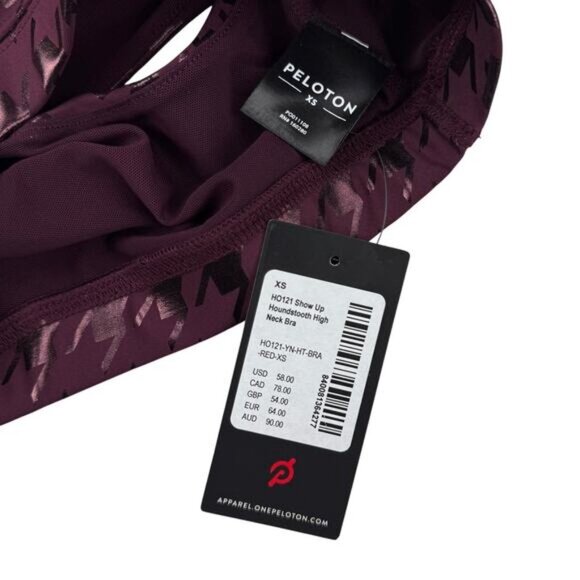 Peloton Printed Foil Houndstooth Sports Bra Size XS Plum - Picture 4 of 6